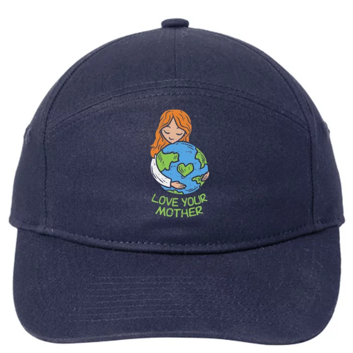 Love Your Mother Cute Earth Day Planet Hugging Mom 7-Panel Snapback Hat