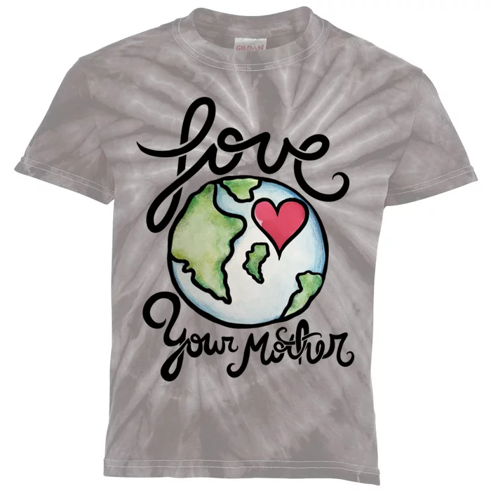 Love Your Mother Earth Day Heart Art Cool Gift Kids Tie-Dye T-Shirt