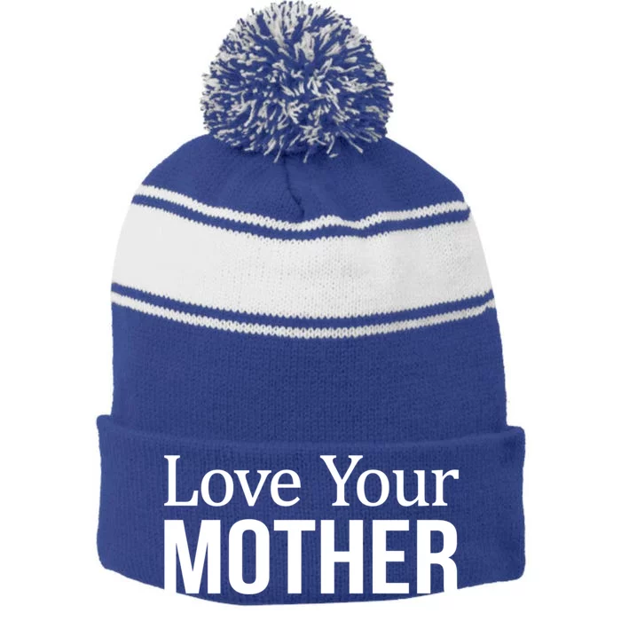 Love Your Mother Gift Great Gift Stripe Pom Pom Beanie