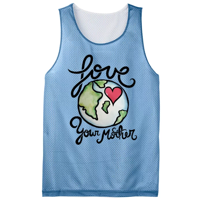 Love Your Mother Earth Day Watercolor Gift Mesh Reversible Basketball Jersey Tank