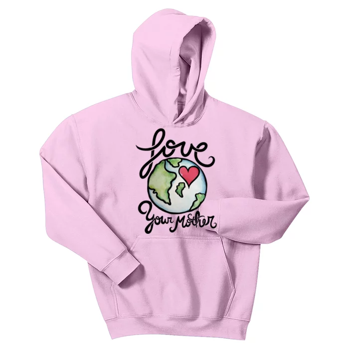 Love Your Mother Earth Day Watercolor Gift Kids Hoodie