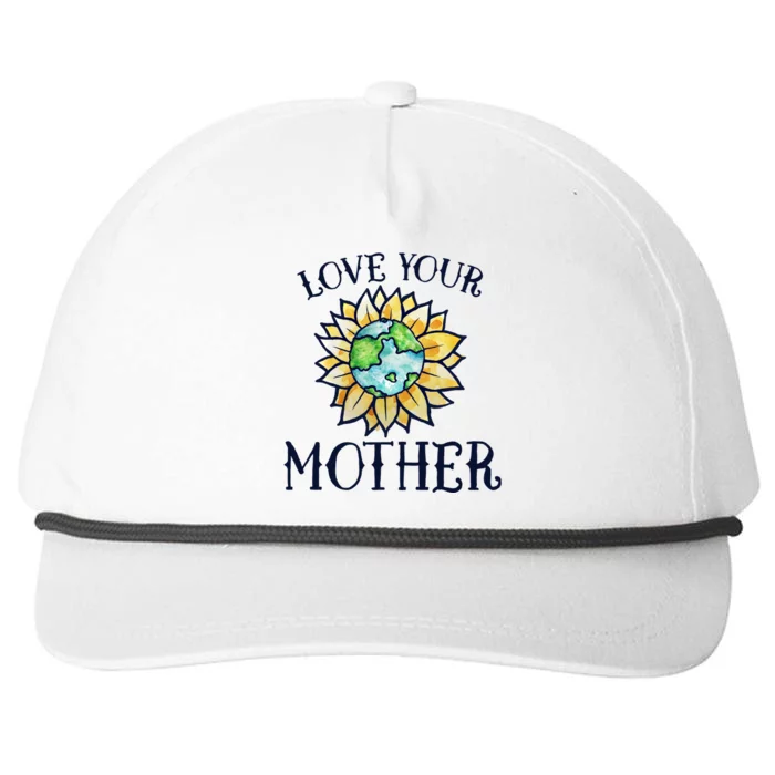 Love Your Mother Earth Day Cute Funny Gift Watercolor Art Earth Snapback Five-Panel Rope Hat