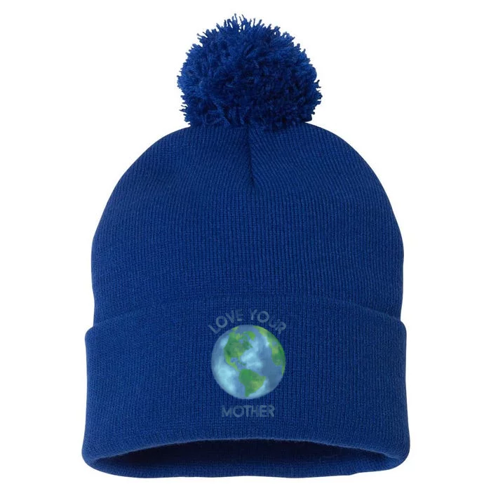 Love Your Mother Earth Watercolor Gift Pom Pom 12in Knit Beanie