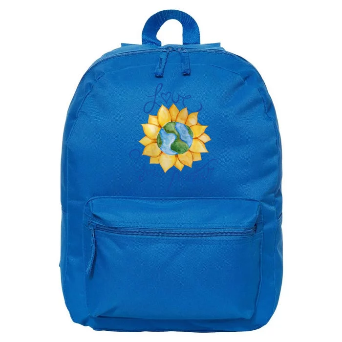 Love Your Mother Earth Watercolor Sunflower Funny Gift 16 in Basic Backpack