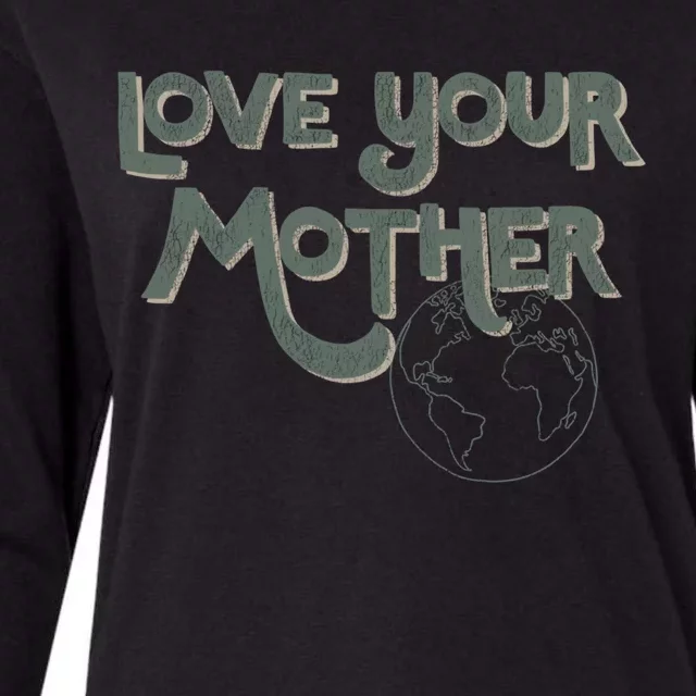 Love Your Mother Earth Outline Meaningful Gift Womens Cotton Relaxed Long Sleeve T-Shirt