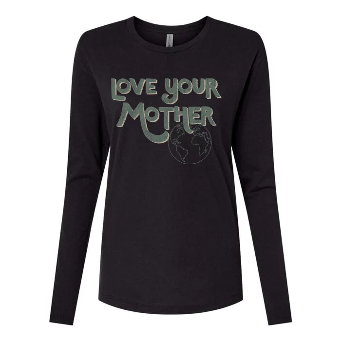 Love Your Mother Earth Outline Meaningful Gift Womens Cotton Relaxed Long Sleeve T-Shirt