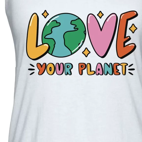 Love Your Planet Earth Day Ladies Essential Flowy Tank