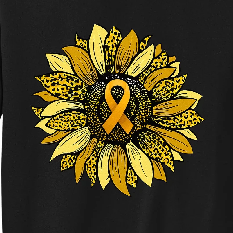 Leopard Yellow Sunflower Childhood Cancer Awareness Sweatshirt