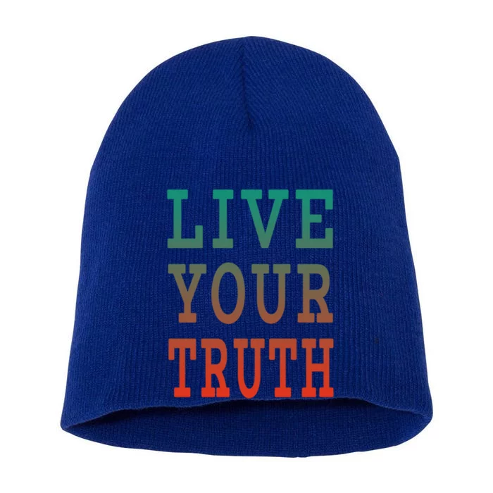 Live Your Truth Progress Pride Flag Colors Gift Short Acrylic Beanie