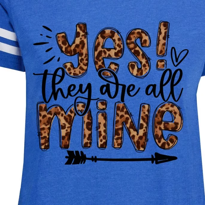 Leopard Yes They Are All Mine Trendy Mom Mother's Day Enza Ladies Jersey Football T-Shirt