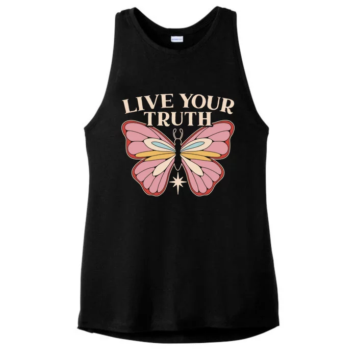 Live Your Truth Butterfly Lover Hippie Festival Gift Ladies Tri-Blend Wicking Tank