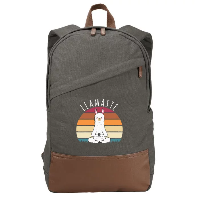 Llamaste Yoga Vintage Lama Yoga Pose Meditation Cotton Canvas Backpack