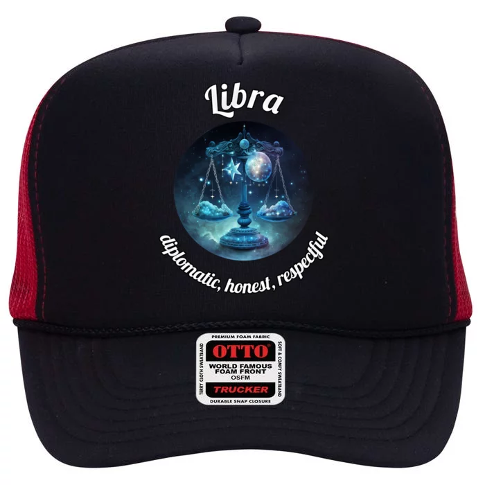 Libra Zodiac Astronomy Gift High Crown Mesh Trucker Hat