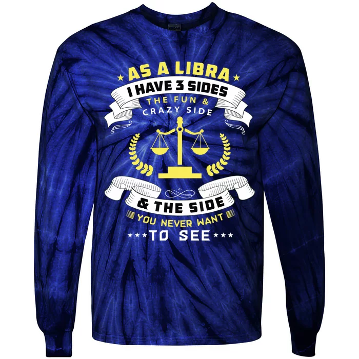 Libra Zodiac Birthday Horoscope Sign Libra Tie-Dye Long Sleeve Shirt