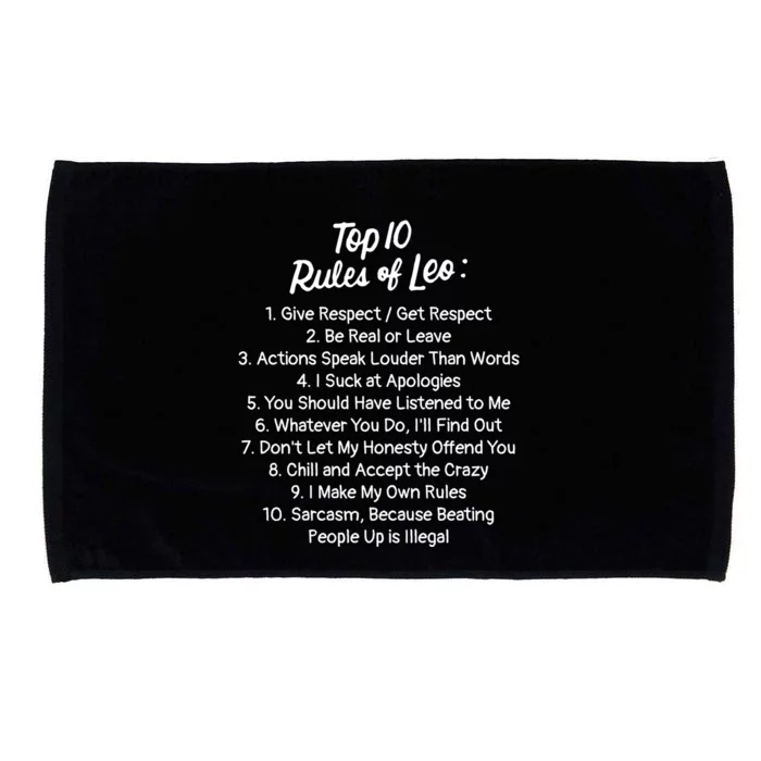 Leo Zodiac Birthday Gift Top 10 Rules Of Leo Gift Funny Funny Gift Microfiber Hand Towel