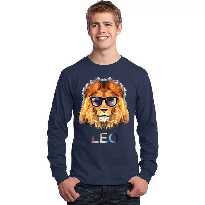 Leo Zodiac Lion With Cool Sunglasses Birthday Tall Long Sleeve T-Shirt