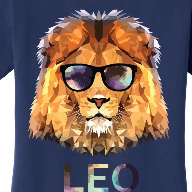 Leo Zodiac Lion With Cool Sunglasses Birthday Women's T-Shirt