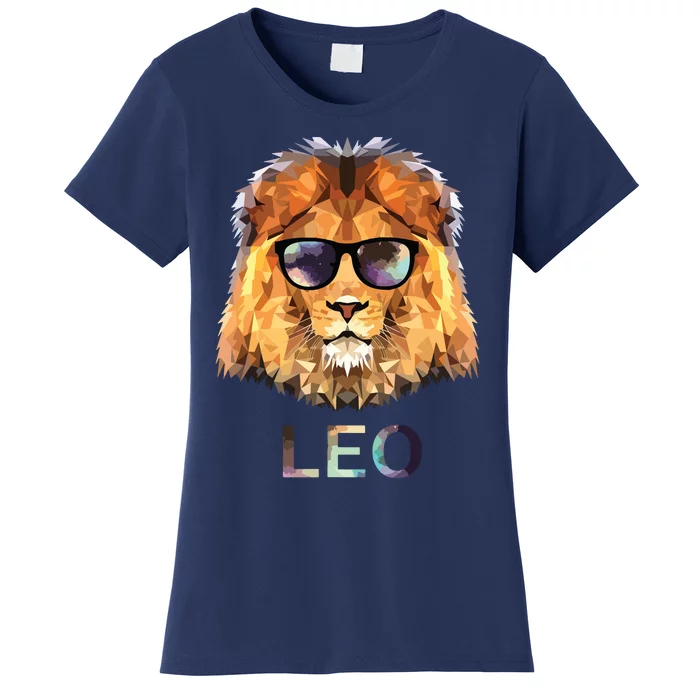 Leo Zodiac Lion With Cool Sunglasses Birthday Women's T-Shirt