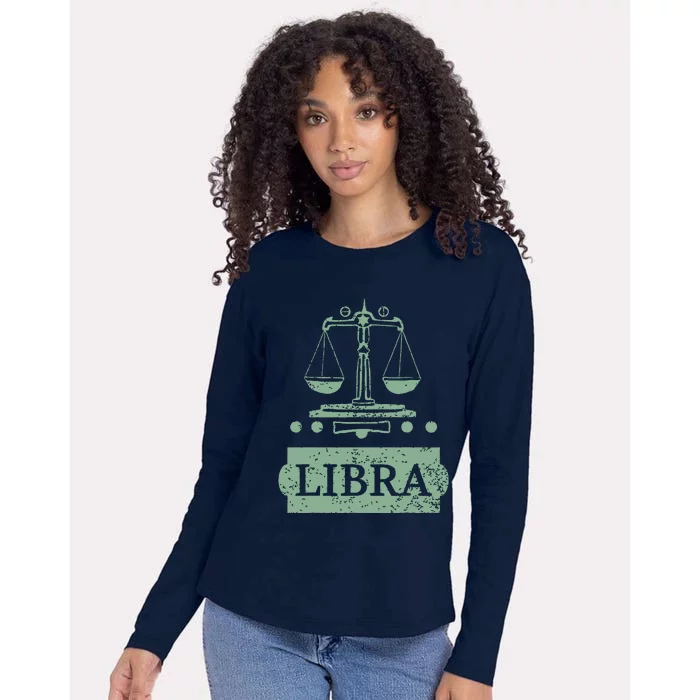 Libra Zodiac Womens Cotton Relaxed Long Sleeve T-Shirt