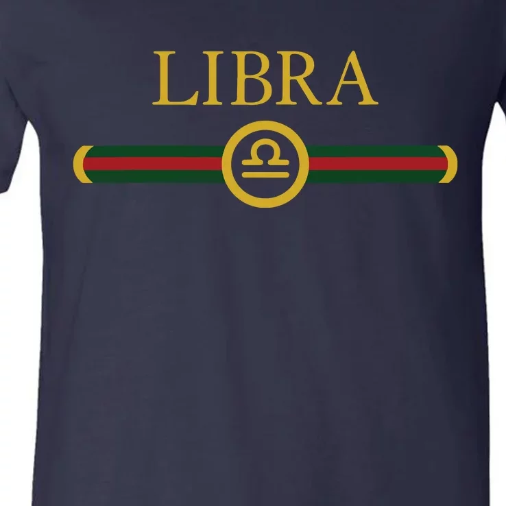 Libra Zodiac October Sep Birthday Graphic Art Libra Sign V-Neck T-Shirt