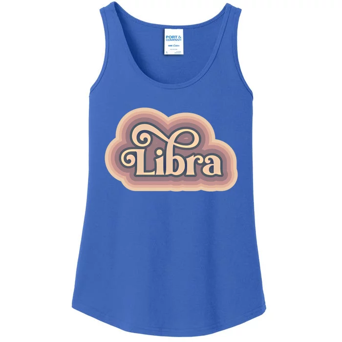 Libra Zodiac Retro 60s 70s Pastel Colors Astrology Horoscope Funny Gift Ladies Essential Tank