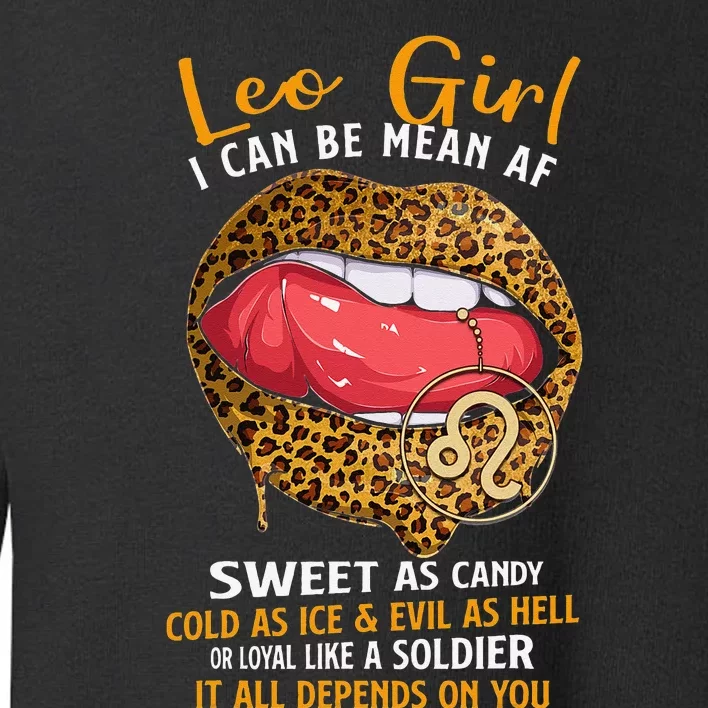 Leo Zodiac Sign Sweet As Candy Leopard Lip Toddler Sweatshirt