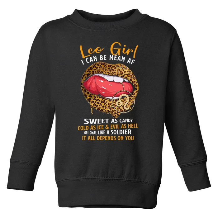 Leo Zodiac Sign Sweet As Candy Leopard Lip Toddler Sweatshirt