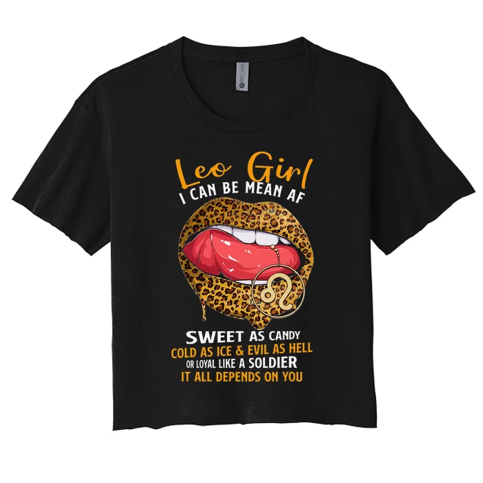 Leo Zodiac Sign Sweet As Candy Leopard Lip Women's Crop Top Tee