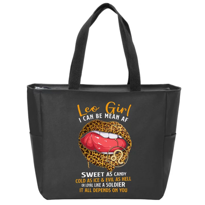 Leo Zodiac Sign Sweet As Candy Leopard Lip Zip Tote Bag