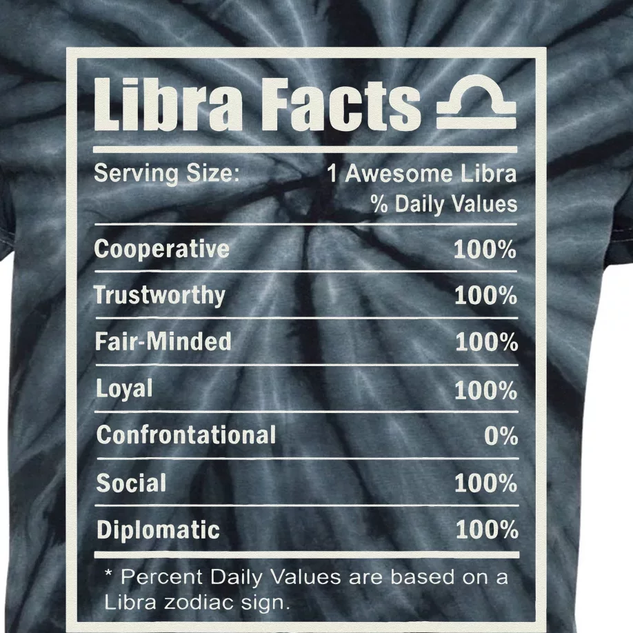 Libra Zodiac Sign Fun Facts Wo Birthday Kids Tie-Dye T-Shirt