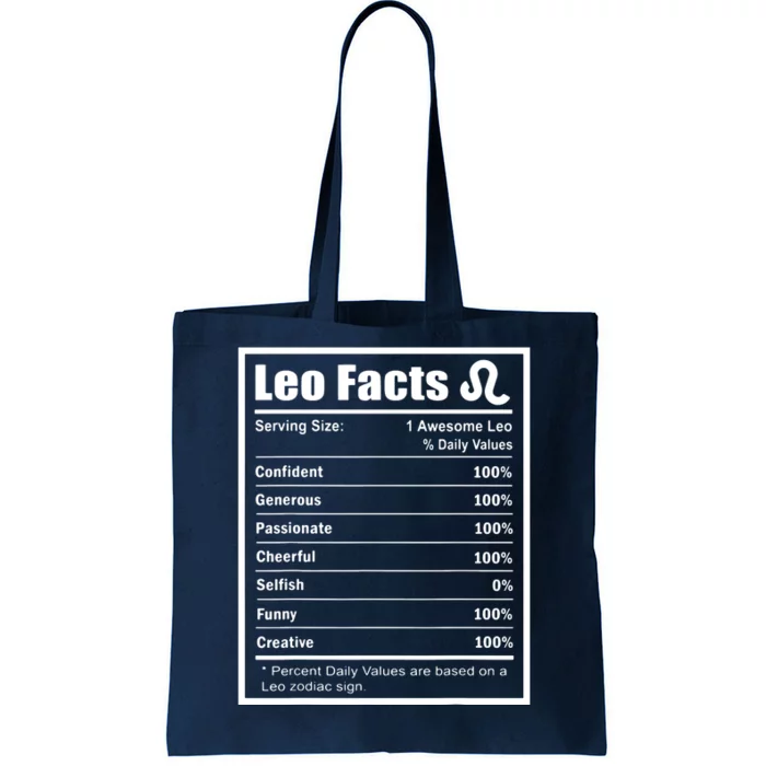 Leo Zodiac Sign Fun Facts Shirts Men Women Birthday Tote Bag