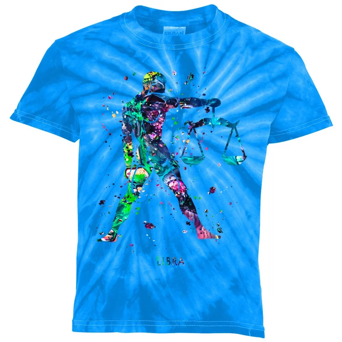 Libra Zodiac Sign Gift Kids Tie-Dye T-Shirt