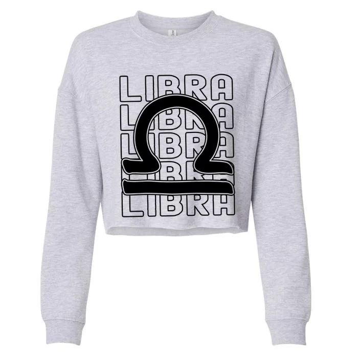 Libra Zodiac Sign Typography Astrology Gift Cropped Pullover Crew