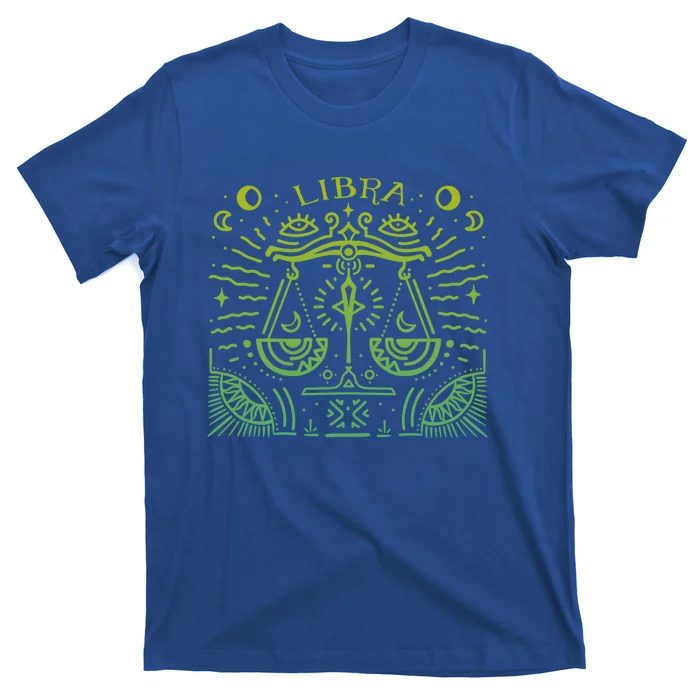 Libra Zodiac Sign And Astrology Art / Handdrawn Green Libra Gift T-Shirt