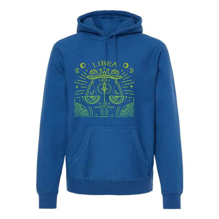 Libra Zodiac Sign And Astrology Art / Handdrawn Green Libra Gift Premium Hoodie