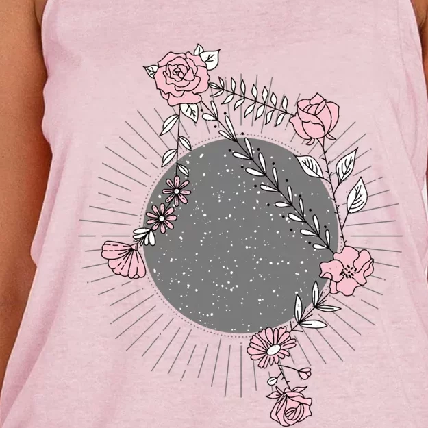 Libra Zodiac Sign Planet Venus Floral Stars Cool Gift Women's Knotted Racerback Tank