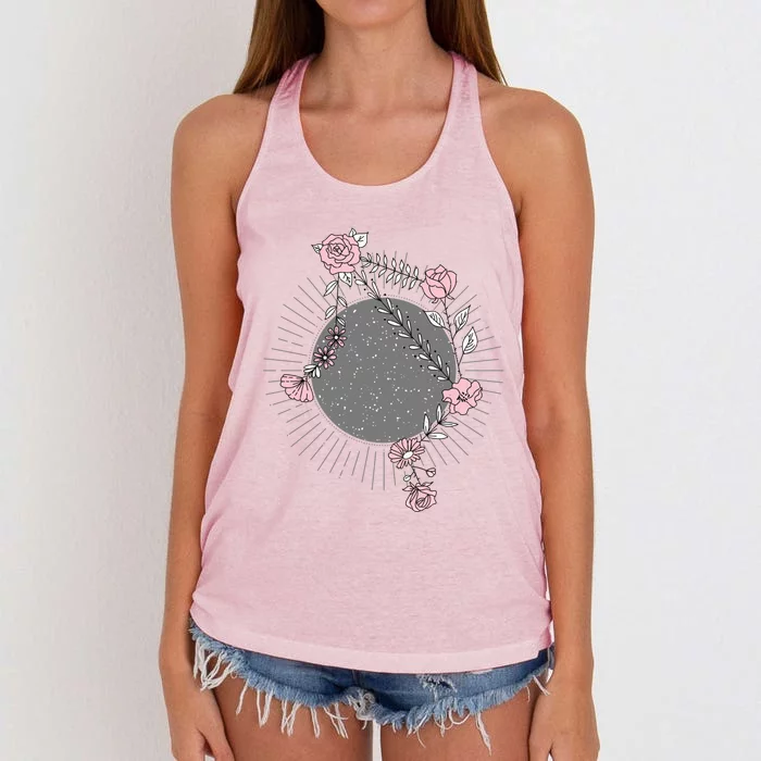 Libra Zodiac Sign Planet Venus Floral Stars Cool Gift Women's Knotted Racerback Tank