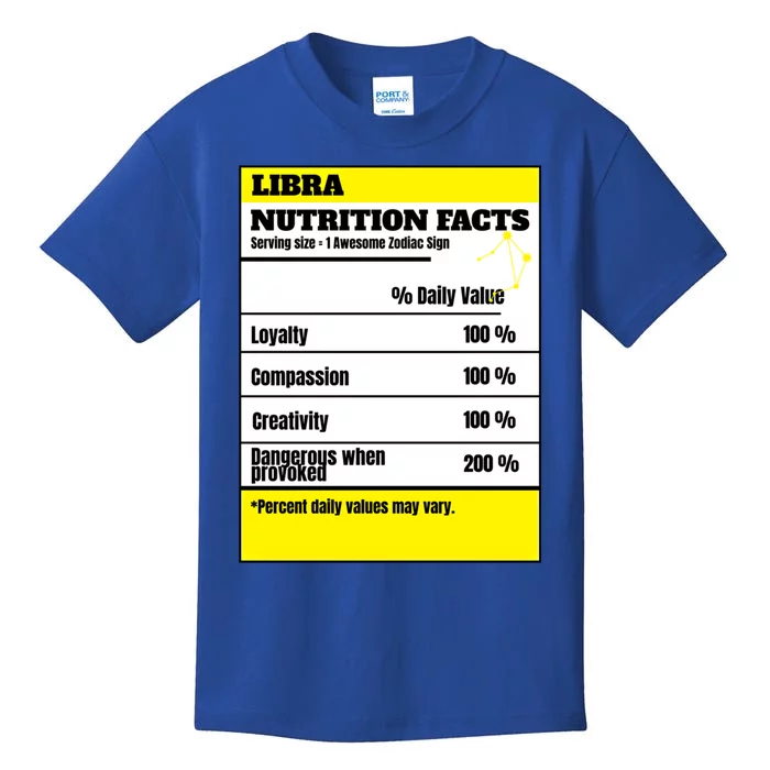 Libra Zodiac Star Sign Funny Astrology Nutrition Facts Cute Gift Kids T-Shirt