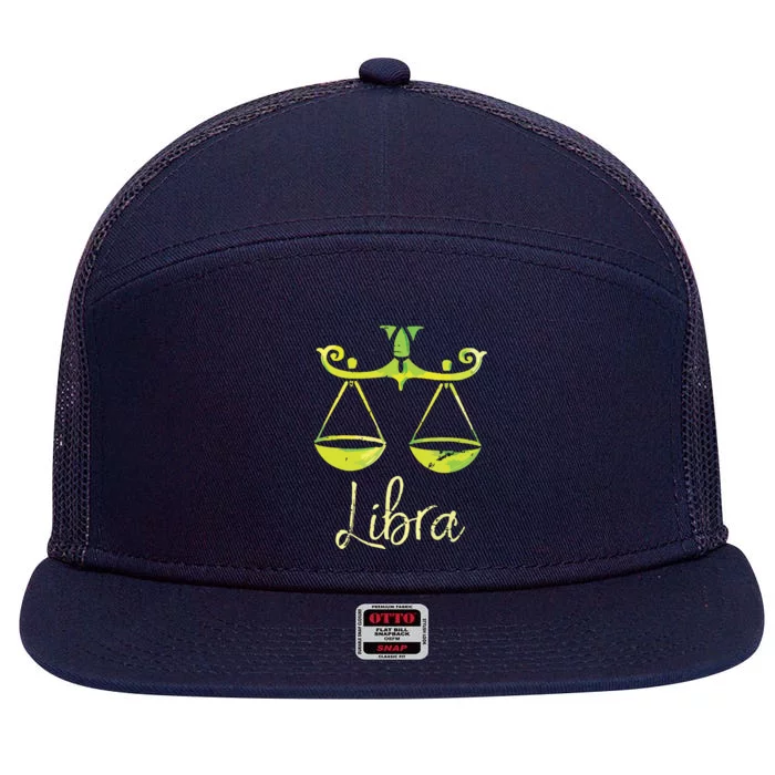 Libra Zodiac Sign 7 Panel Mesh Trucker Snapback Hat