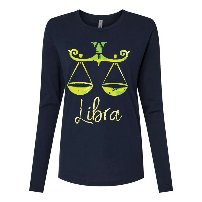 Libra Zodiac Sign Womens Cotton Relaxed Long Sleeve T-Shirt