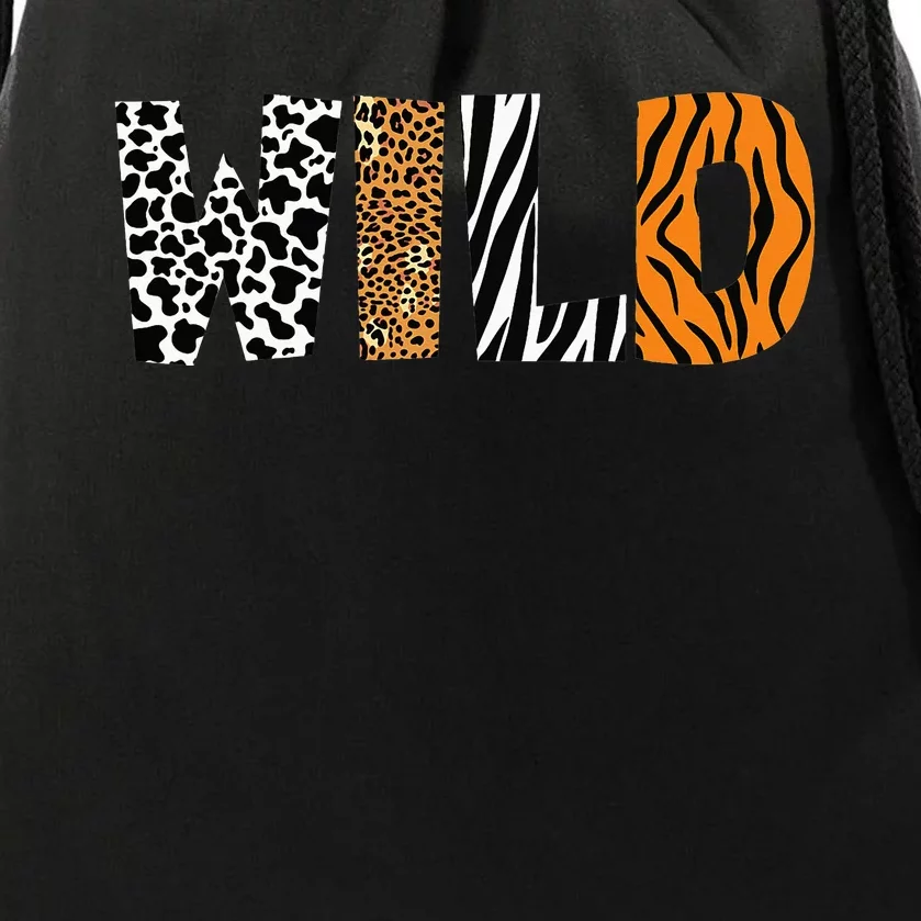 Leopard Zebra Tiger Wild Animal Pattern Cow Drawstring Bag