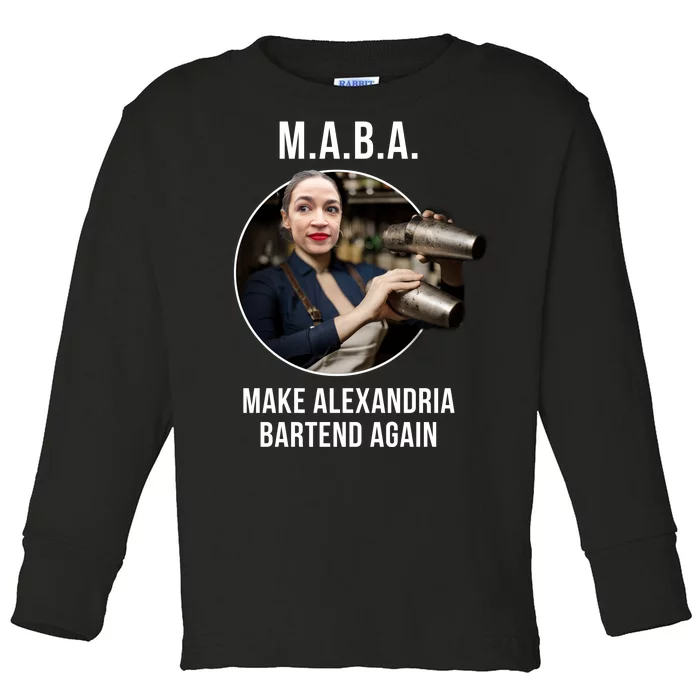 M.A.B.A. Alexandria Ocasio-Cortez Bartend Again Toddler Long Sleeve Shirt