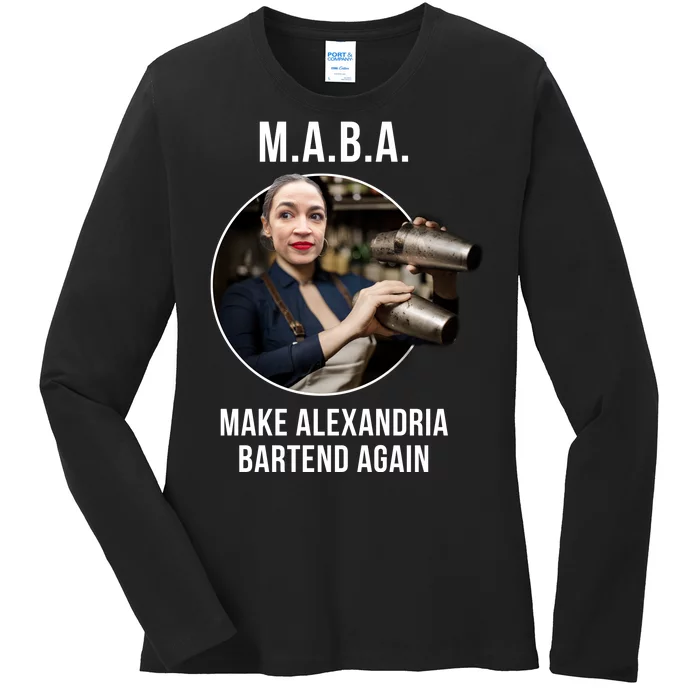 M.A.B.A. Alexandria Ocasio-Cortez Bartend Again Ladies Long Sleeve Shirt