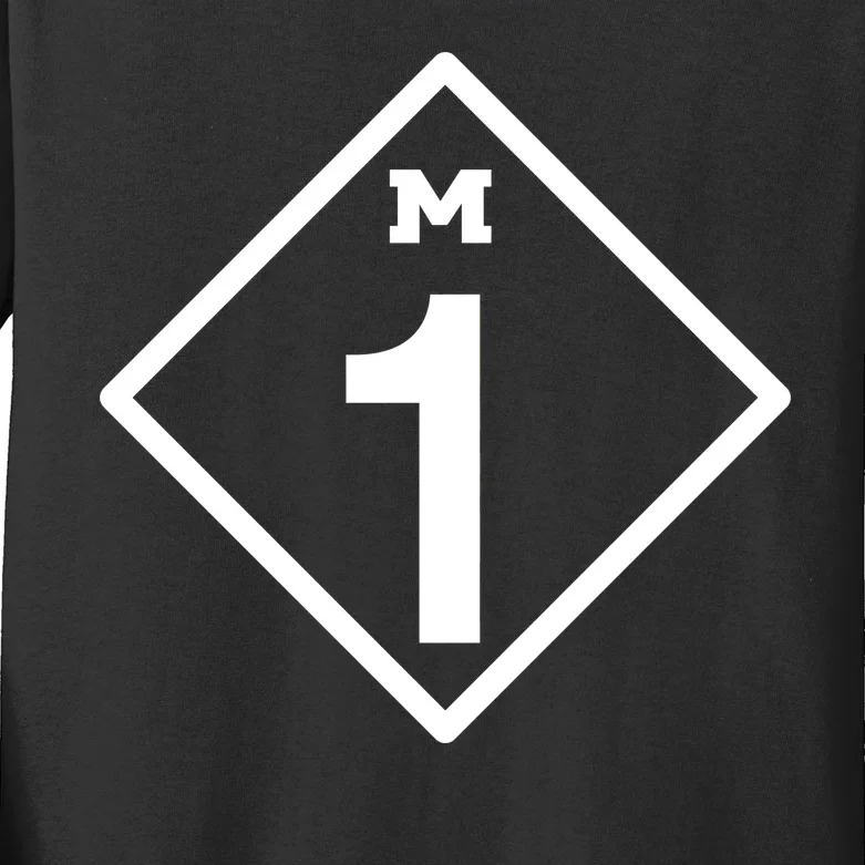 M1 Woodward Ave Sign Kids Long Sleeve Shirt