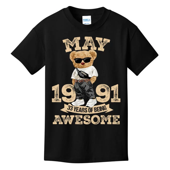 May 1991 33rd Birthday Decorations Gift 33 Years Old Kids T-Shirt