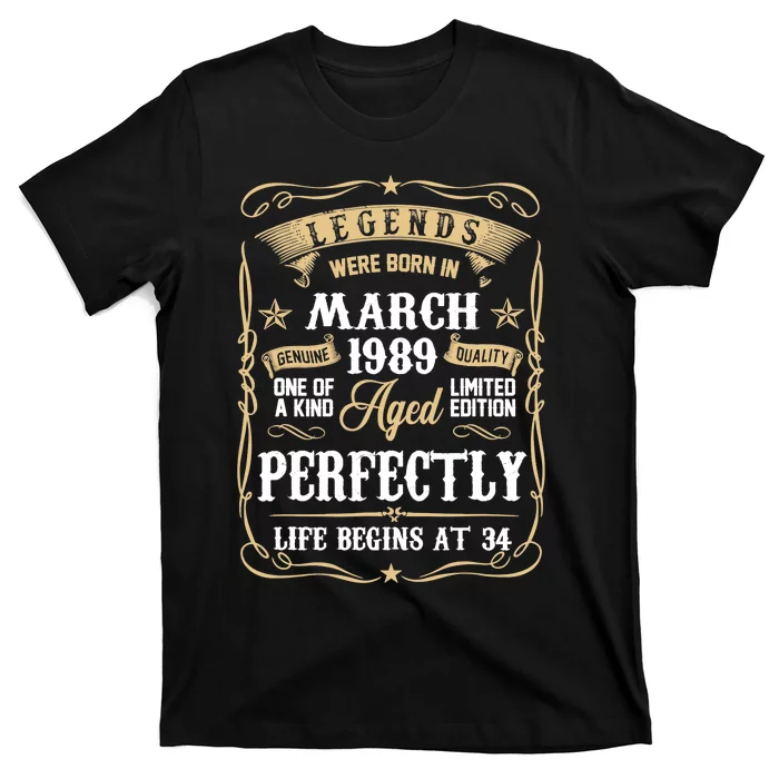 March 1989 34th Birthday Gift 34 Year Old T-Shirt