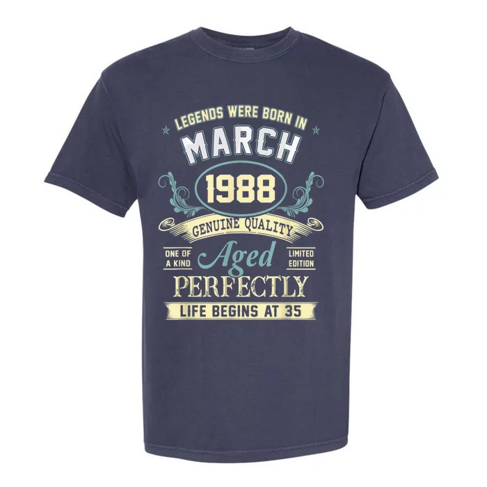 March 1988 35th Birthday Present Gift 35 Year Old  Wo Garment-Dyed Heavyweight T-Shirt