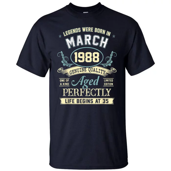 March 1988 35th Birthday Present Gift 35 Year Old  Wo Tall T-Shirt