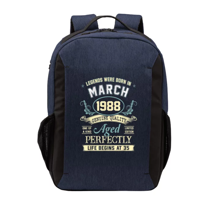 March 1988 35th Birthday Present Gift 35 Year Old  Wo Vector Backpack