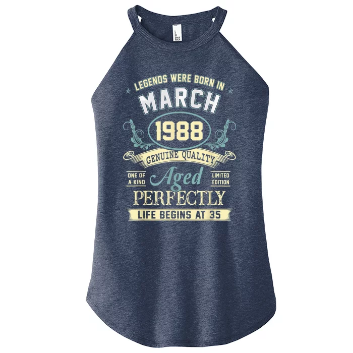 March 1988 35th Birthday Present Gift 35 Year Old  Wo Women’s Perfect Tri Rocker Tank